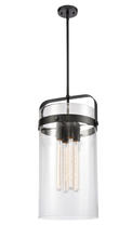  413-4S-BK-12CL - Pilaster - 4 Light - 12 inch glass - Matte Black - Cord hung - Pendant