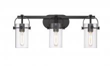  423-3W-BK-4CL - Pilaster - 3 Light - 24 inch - Matte Black - Bath Vanity Light