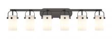  423-6W-BK-G423-7WH - Pilaster II Cylinder - 6 Light - 44 inch - Matte Black - Bath Vanity Light