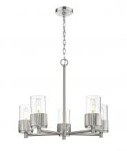  428-5CR-SN-G428-7CL - Bolivar - 5 Light - 25 inch - Satin Nickel - Chain Hung - Chandelier