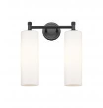  434-2W-BK-G434-12WH - Crown Point - 2 Light - 14 inch - Matte Black - Bath Vanity Light