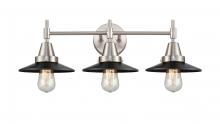  447-3W-SN-M6-BK - Railroad - 3 Light - 26 inch - Satin Nickel - Bath Vanity Light