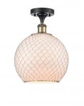 Innovations Lighting 516-1C-BAB-G121-10CSN-LED - Farmhouse Chicken Wire - 1 Light - 10 inch - Black Antique Brass - Semi-Flush Mount