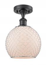 Innovations Lighting 516-1C-BK-G121-8CSN - Farmhouse Chicken Wire - 1 Light - 8 inch - Matte Black - Semi-Flush Mount