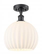  516-1C-BK-G1217-10WV - White Venetian - 1 Light - 10 inch - Matte Black - Semi-Flush Mount