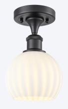  516-1C-BK-G1217-6WV - White Venetian - 1 Light - 6 inch - Matte Black - Semi-Flush Mount