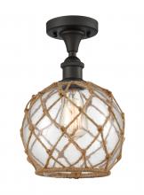  516-1C-OB-G122-8RB - Farmhouse Rope - 1 Light - 8 inch - Oil Rubbed Bronze - Semi-Flush Mount