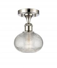  516-1C-PN-G555-6CL - Ithaca - 1 Light - 6 inch - Polished Nickel - Semi-Flush Mount