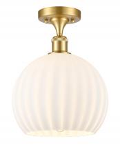  516-1C-SG-G1217-10WV - White Venetian - 1 Light - 10 inch - Satin Gold - Semi-Flush Mount