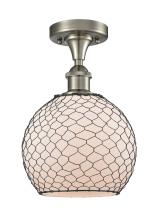 Innovations Lighting 516-1C-SN-G121-8CBK - Farmhouse Chicken Wire - 1 Light - 8 inch - Brushed Satin Nickel - Semi-Flush Mount