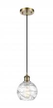 Innovations Lighting 516-1P-AB-G1213-6 - Athens Deco Swirl - 1 Light - 6 inch - Antique Brass - Cord hung - Mini Pendant