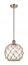 Innovations Lighting 516-1P-AB-G122-10RB-LED - Farmhouse Rope - 1 Light - 10 inch - Antique Brass - Cord hung - Mini Pendant