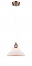  516-1P-AC-G131 - Orwell - 1 Light - 8 inch - Antique Copper - Cord hung - Mini Pendant