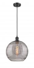 Innovations Lighting 516-1P-BK-G1213-12SM - Athens Deco Swirl - 1 Light - 12 inch - Matte Black - Cord hung - Mini Pendant