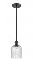  516-1P-BK-G559-5SDY - Bridal Veil - 1 Light - 5 inch - Matte Black - Cord hung - Mini Pendant