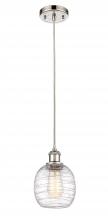  516-1P-PN-G1013 - Belfast - 1 Light - 6 inch - Polished Nickel - Cord hung - Mini Pendant