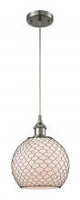 Innovations Lighting 516-1P-SN-G121-8CBK-LED - Farmhouse Chicken Wire - 1 Light - 8 inch - Brushed Satin Nickel - Cord hung - Mini Pendant