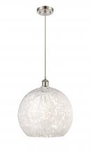  516-1P-SN-G1216-14WM - White Mouchette - 1 Light - 14 inch - Brushed Satin Nickel - Cord Hung - Pendant