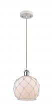  516-1P-WPC-G121-8RW - Farmhouse Rope - 1 Light - 8 inch - White Polished Chrome - Cord hung - Mini Pendant