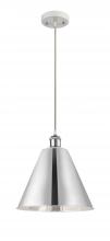 Innovations Lighting 516-1P-WPC-MBC-12-PC-LED - Berkshire - 1 Light - 12 inch - White Polished Chrome - Cord hung - Mini Pendant