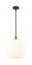  516-1S-BAB-G1217-14WV - White Venetian - 1 Light - 14 inch - Black Antique Brass - Pendant