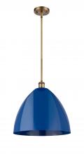  516-1S-BB-MBD-16-BL - Plymouth - 1 Light - 16 inch - Brushed Brass - Pendant