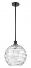  516-1S-BK-G1213-12 - Athens Deco Swirl - 1 Light - 12 inch - Matte Black - Mini Pendant