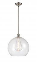  516-1S-SN-G124-14 - Athens - 1 Light - 14 inch - Brushed Satin Nickel - Pendant