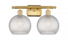  516-2W-SG-G122C-8CL - Athens - 2 Light - 18 inch - Satin Gold - Bath Vanity Light