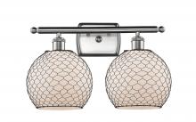 Innovations Lighting 516-2W-SN-G121-8CBK-LED - Farmhouse Chicken Wire - 2 Light - 18 inch - Brushed Satin Nickel - Bath Vanity Light