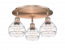  516-3C-AC-G556-6CL - Rochester - 3 Light - 18 inch - Antique Copper - Flush Mount