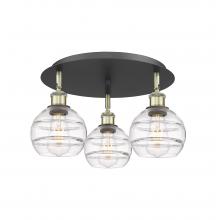  516-3C-BAB-G556-6CL - Rochester - 3 Light - 18 inch - Black Antique Brass - Flush Mount