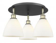  516-3C-BAB-GBD-751 - Bristol - 3 Light - 19 inch - Black Antique Brass - Flush Mount