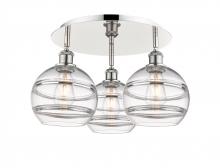  516-3C-PN-G556-8CL - Rochester - 3 Light - 20 inch - Polished Nickel - Flush Mount