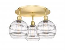  516-3C-SG-G556-8CL - Rochester - 3 Light - 20 inch - Satin Gold - Flush Mount