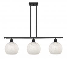  516-3I-BK-G1216-8WM - White Mouchette - 3 Light - 36 inch - Matte Black - Stem Hung - Island Light