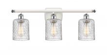  516-3W-WPC-G112C-5CL - Cobbleskill - 3 Light - 25 inch - White Polished Chrome - Bath Vanity Light