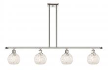  516-4I-PN-G1216-6WM - White Mouchette - 4 Light - 48 inch - Polished Nickel - Stem Hung - Island Light