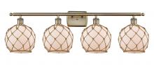  516-4W-AB-G121-8RB-LED - Farmhouse Rope - 4 Light - 38 inch - Antique Brass - Bath Vanity Light