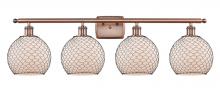 Innovations Lighting 516-4W-AC-G121-8CBK - Farmhouse Chicken Wire - 4 Light - 38 inch - Antique Copper - Bath Vanity Light