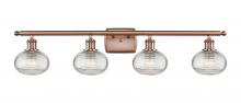  516-4W-AC-G555-6CL - Ithaca - 4 Light - 36 inch - Antique Copper - Bath Vanity Light