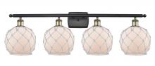  516-4W-BAB-G121-8RW - Farmhouse Rope - 4 Light - 38 inch - Black Antique Brass - Bath Vanity Light