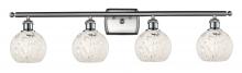  516-4W-SN-G1216-6WM - White Mouchette - 4 Light - 36 inch - Brushed Satin Nickel - Bath Vanity Light