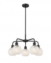  516-5CR-BK-G1216-6WM - White Mouchette - 5 Light - 24 inch - Matte Black - Chandelier