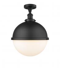 Innovations Lighting 517-1CH-BK-HFS-121-BK-LED - Hampden - 1 Light - 13 inch - Matte Black - Semi-Flush Mount