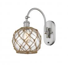  518-1W-SN-G122-8RB-LED - Farmhouse Rope - 1 Light - 8 inch - Brushed Satin Nickel - Sconce