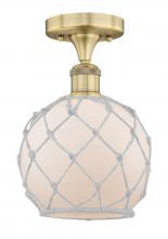  616-1F-BB-G121-8RW - Farmhouse Rope - 1 Light - 8 inch - Brushed Brass - Semi-Flush Mount