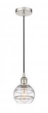  616-1P-PN-G556-6CL - Rochester - 1 Light - 6 inch - Polished Nickel - Cord hung - Mini Pendant