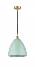  616-1P-SG-MBD-12-SF - Plymouth - 1 Light - 12 inch - Satin Gold - Cord hung - Mini Pendant