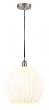 Innovations Lighting 616-1P-SN-G1217-14WV - White Venetian - 1 Light - 14 inch - Brushed Satin Nickel - Cord Hung - Pendant